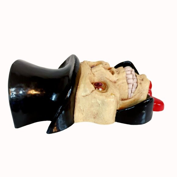 Vintage 1996 Paper Magic Animated Skull With Top Hat & Red Bow Tie Halloween Dec - Picture 4 of 6